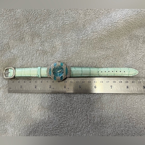 💜3/$15 adrienne CRYSTAL TURQUOISE QUARTZ WRIST WATCH - Picture 7 of 8